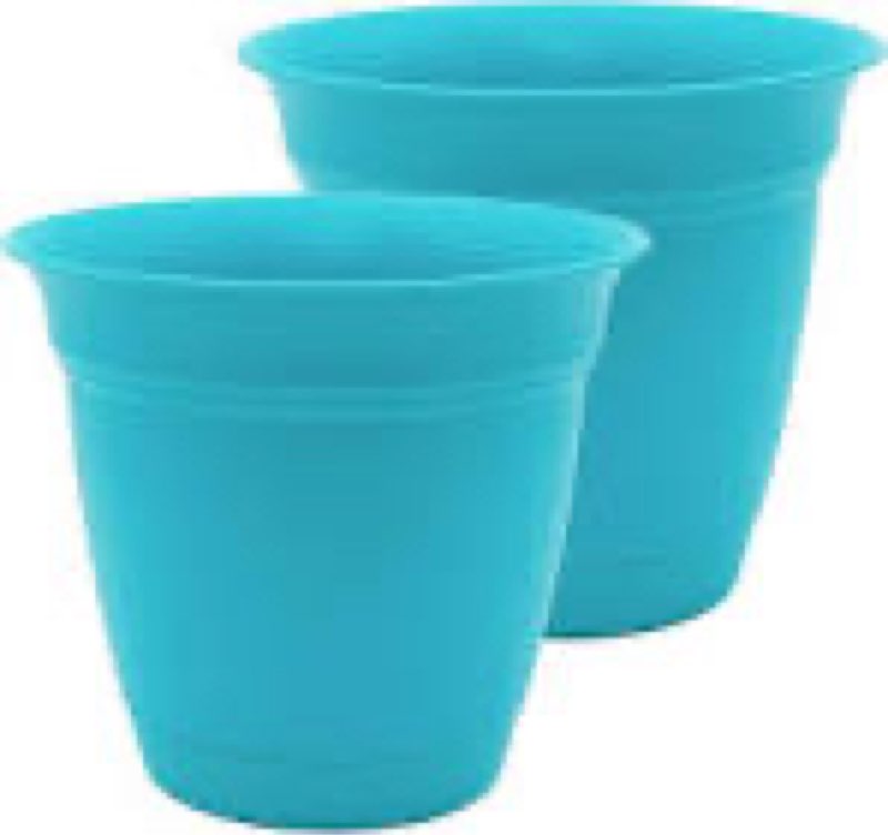 The HC Companies 12 Inch Eclipse Round Planter Pots with Drainage Holes & Attached Saucer, Lightweig