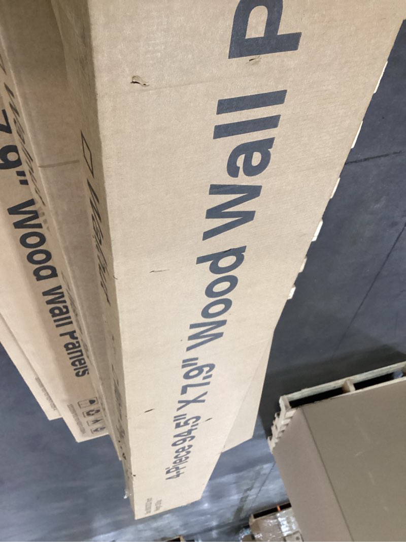 Condition photo showing As Is for 4 pcs wood slat acoustic panels, 94.5"x7.9" soundproof panel, interior wall decor noise cancelling, 3d fluted sound absorbing panel for office,home,theater,studio, walnut