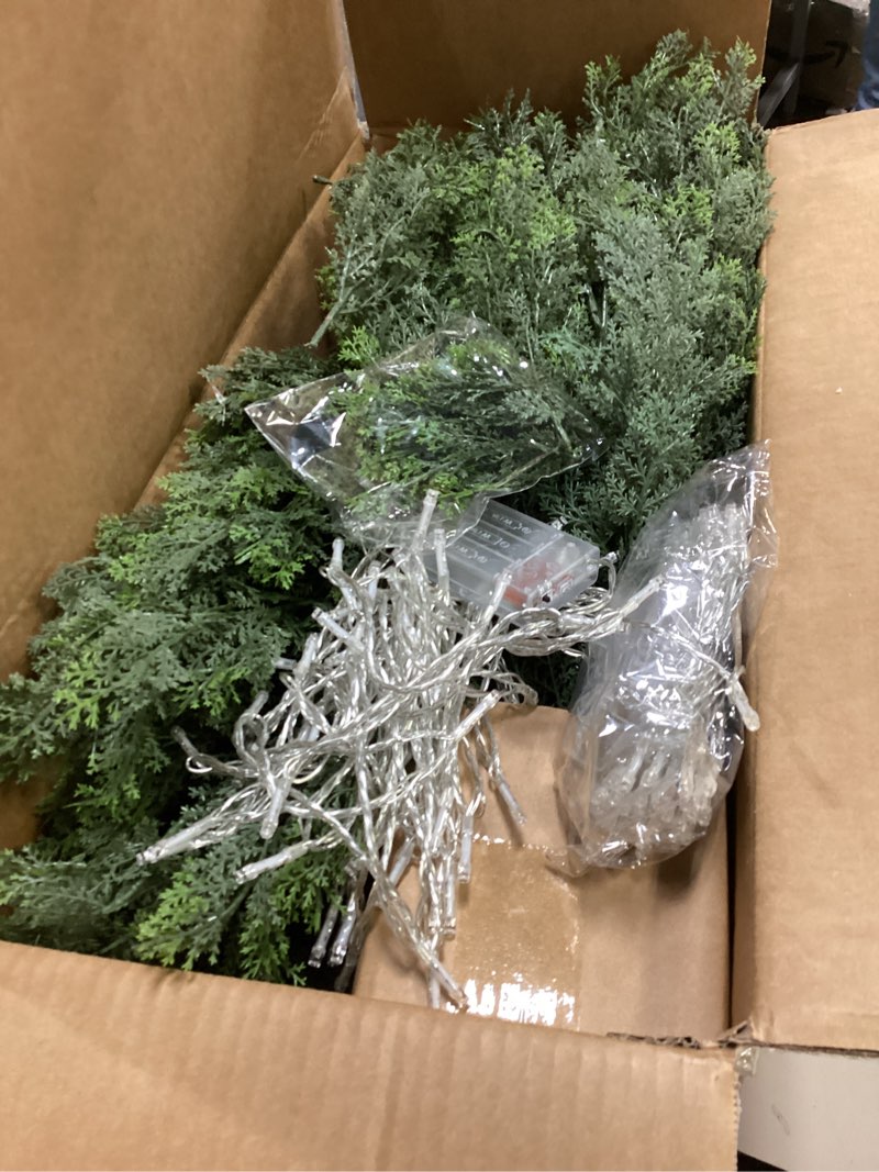 Condition photo showing Good Condition for FutureNest Artificial Topiary Tree 2-Set - Beautiful Realistic Faux Cedar Pines, 4 Feet Tall, UV Protection for Longer Life, Heavy Duty Pots for Outdoor & Indoor Decor(2 LED Light Set Included) 4ft