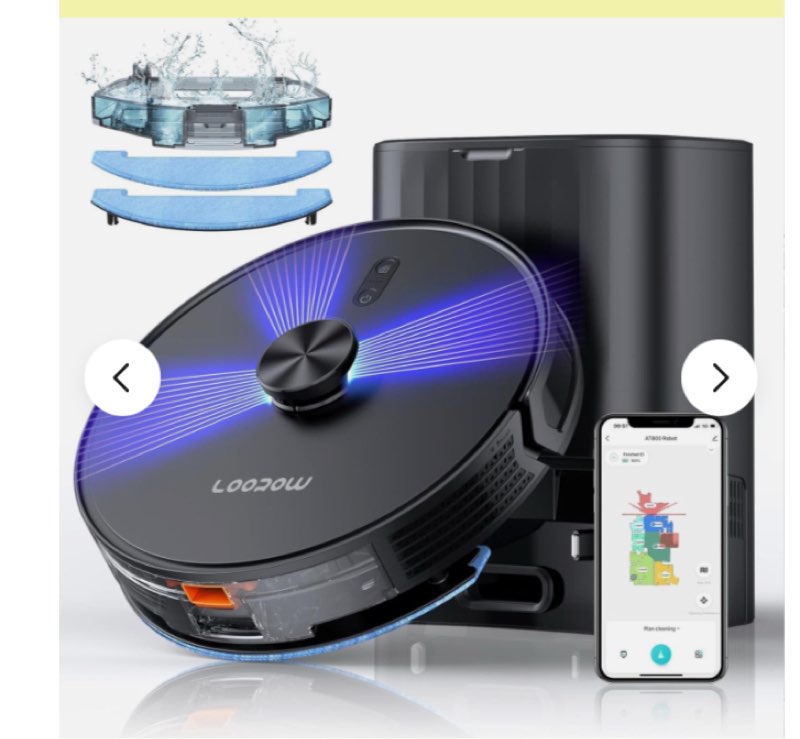 MOVA P10 Ultra Robot Vacuum and Mop 8,300Pa Suction 140°F Hot Water Auto Mop Washing & Drying, Dual Spinning Extenable Clean, 10.5mm Lifting for Carpet, 360°Obstacle Avoidance, App Control