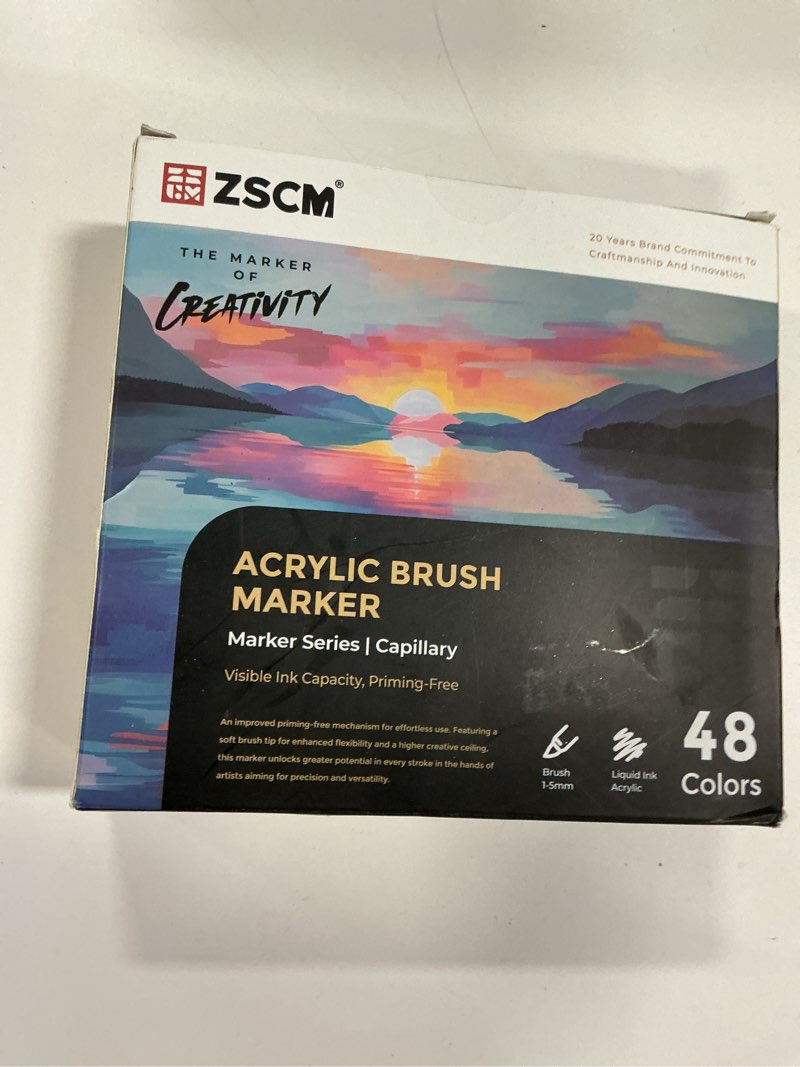 Condition photo showing New/Like New for Direct Liquid Acrylic Paint Markers, 48 Colors Acrylic Brush Pen Kit, Water-Based Free-Ink System Art Marker, for Adults Card Making, Rocks Painting, Wood Slices, Christmas Supplies