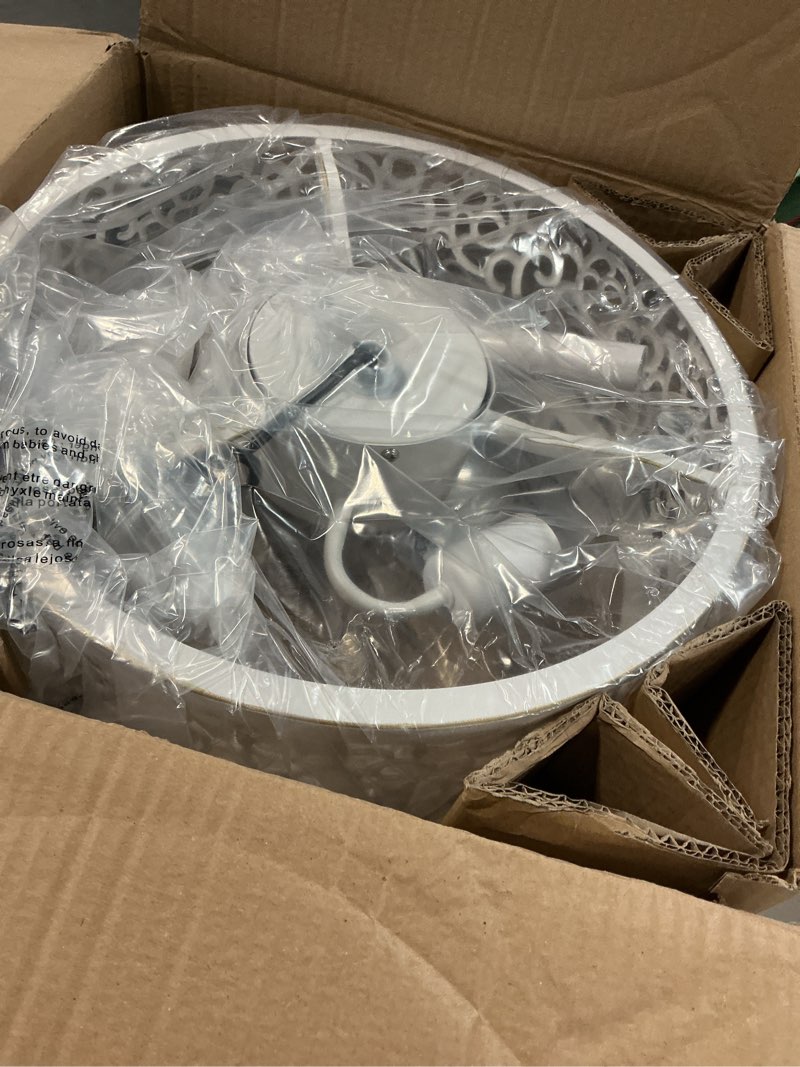 Condition photo showing Good Condition for COCOSTAR Small Farmhouse Ceiling Fan with Light and Remote, 15in White Caged Fandiliers with Lights for Kitchen, Bedroom?4 Speed, Timing?