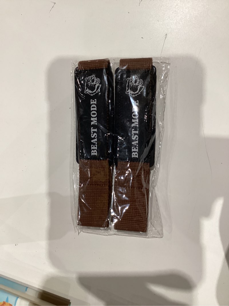 Condition photo showing New/Like New for TECEUM Lifting Straps for Weightlifting Gym Strength Training - Wrist Straps with Neoprene Padded Cotton - Men & Women – Ideal for Powerlifting, Bodybuilding & Deadlifts Brown 18" - Beast Mode
