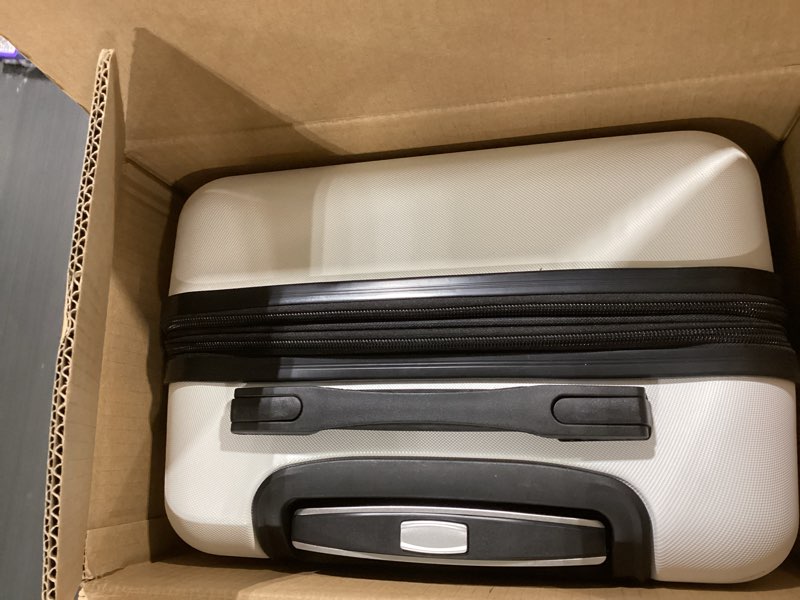 Condition photo showing Good Condition for Sweetcrispy Carry on Luggage, Hard Shell ABS Suitcase with Double Spinner Wheels, Lightweight Expandable Rolling Suit Case with TSA Lock, 20 Inch Cream White