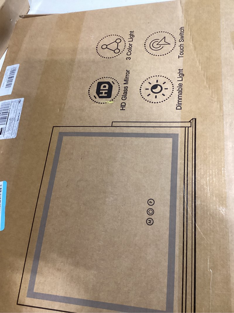 Condition photo showing Good Condition for ROLOVE Vanity Mirror with Lights 22"x18", Lighted Makeup Mirror with 10X Magnification, Smart Touch 3 Colors Dimmable, 360° Rotation, Women Gift, Dresser Mount, Bathroom (Gold) Gold 22"L x 18"W