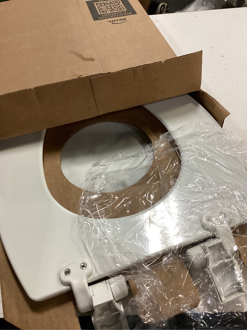 Condition photo showing Good Condition for mayfair cassel slow close toilet seat, easy clean, non slip premium wood seat, easy install, made in usa, elongated, white elongated 1 - toilet seat