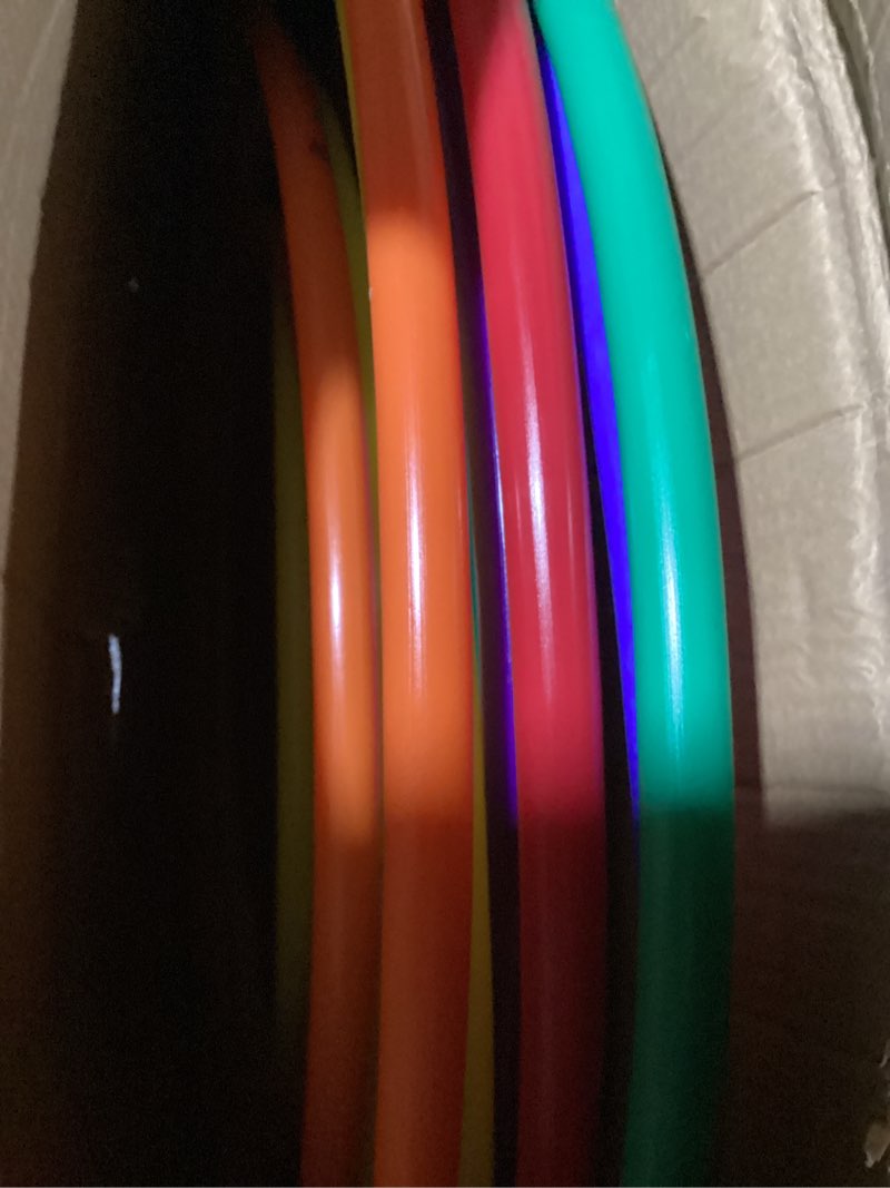 Condition photo showing Good Condition for s&s worldwide no-knott hoops easy pack. heavy duty, institutional quality for hula, exercise, games, pe and more. assorted colored, 6 each in 24", 30" and 36". pack of 18, multicolor