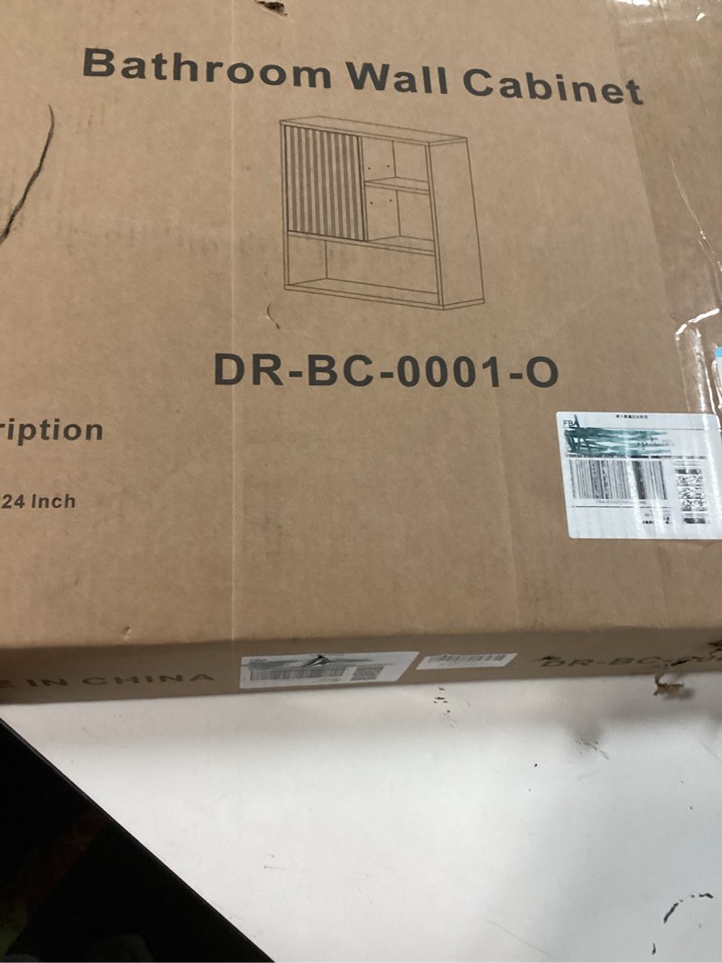 Condition photo showing New/Like New for FerniTry Bathroom Cabinet Wall Mounted Fluted, Modern Medicine Cabinet Over The Toilet Storage Cabinet Faux Marble Top with Adjustable Shelf, Wood Wall Mounted Storage Cabinet Organizer(Natural Oak)