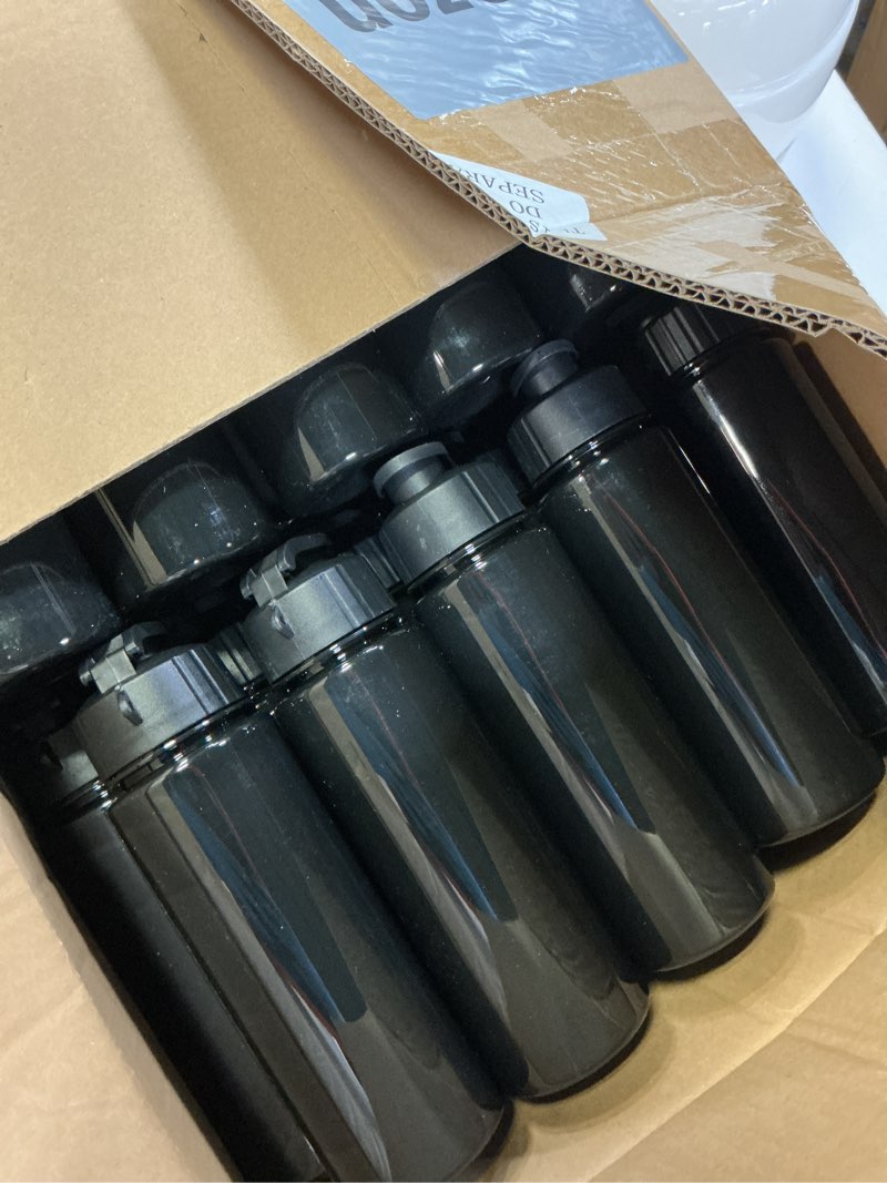 Condition photo showing Good Condition for Domensi 50 Pieces Plastic Water Bottle Bulk 17 oz Sports Adults Reusable Large Water Bottles with Leak Proof Flip Top for Adults Fitness (Solid Black) Solid Black 50