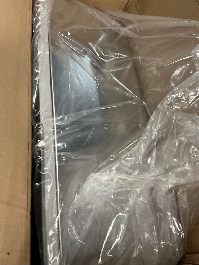Condition photo showing New/Like New for stainless steel litter box | xxl deepened 8" design enclosed box with lid for big cats | high sided, anti-urine leakage | non-stick bottom & includes litter mat & metal scoop xx-large silver gray