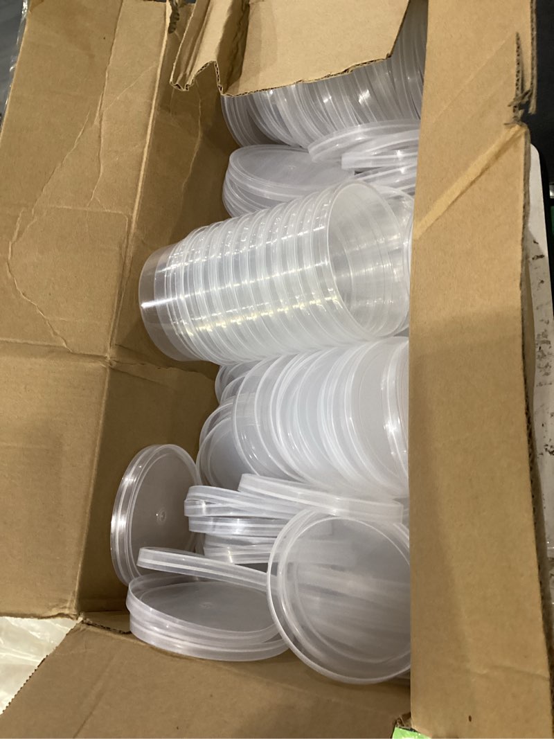 Condition photo showing New/Like New for 150 pack 4oz slime containers with lids, small plastic storage containers for slime, bead, foam ball, diy craft making