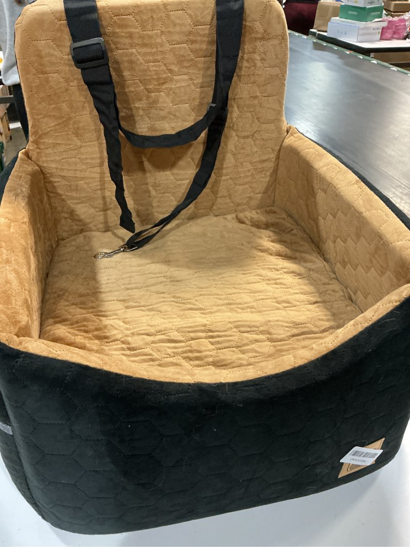 Condition photo showing As Is for Dog Car Seat for Small/Medium Dogs, Memory Foam Dog Booster Seat, Travel Safety Per Car Seat with Washable Removable Cover, Storage Pockets for Dogs up to 35 lbs(BlackBrown) Black/Brown Small