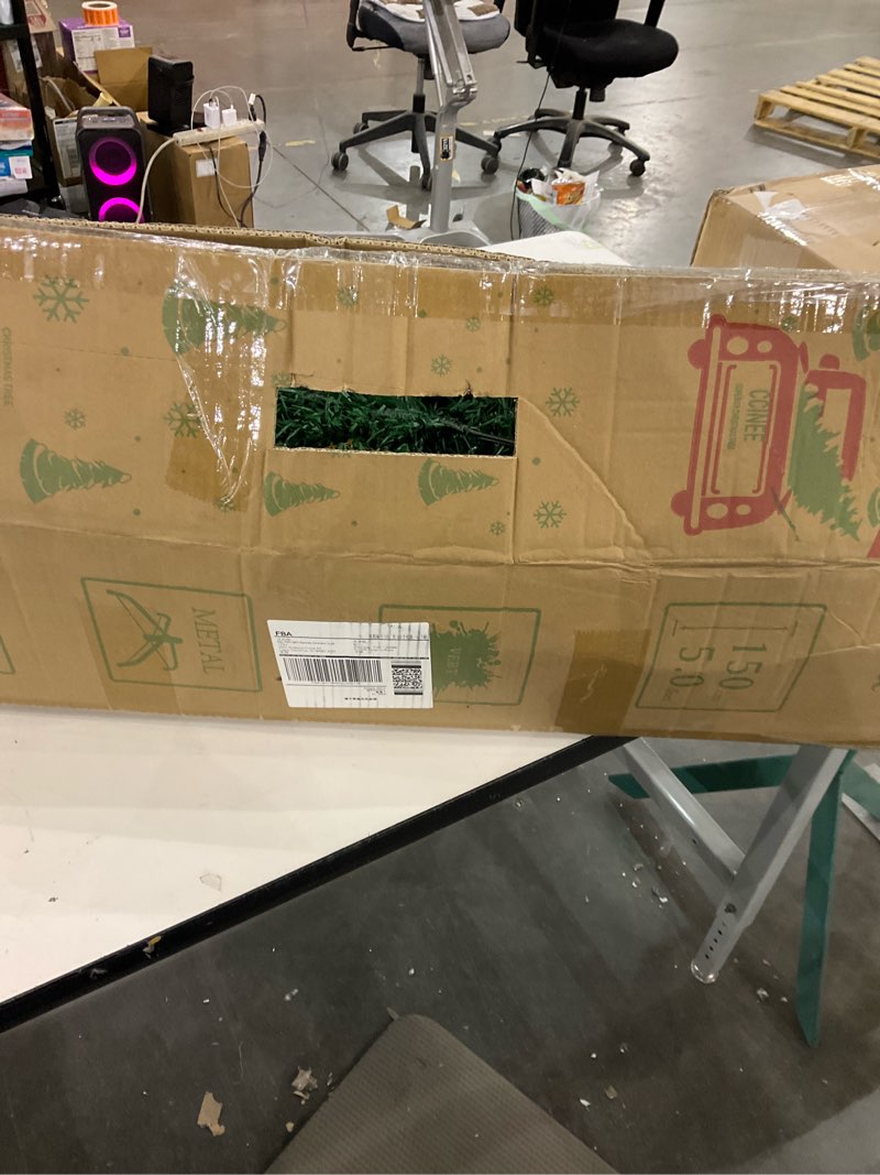 Condition photo showing As Is for CCINEE 5 Feet Pine Christmas Tree Decor with Solid Metal Stand Santa Claus Artificial Full Green Tre