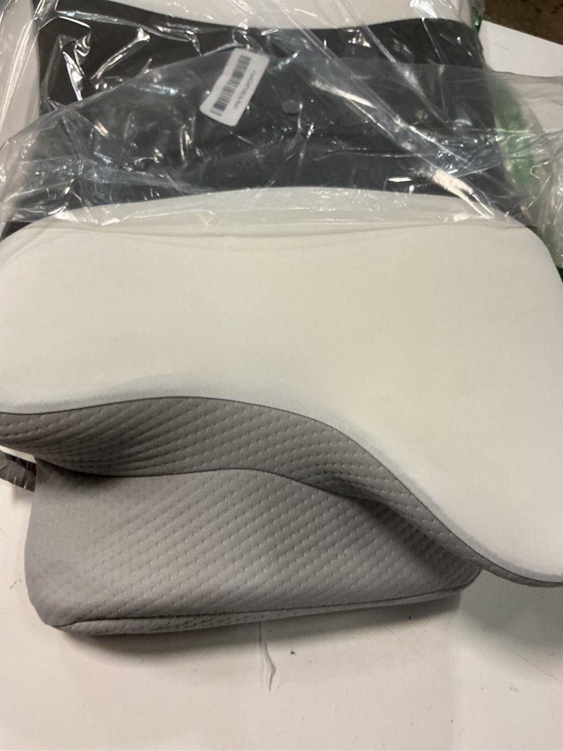 Condition photo showing Good Condition for cervical neck pillow for pain relief - ergonomic pillow side sleeper pillow for sleeping, orthopedic bed pillow neck support pillow, contour memory foam pillows for side back stomach sleepers dark grey & white