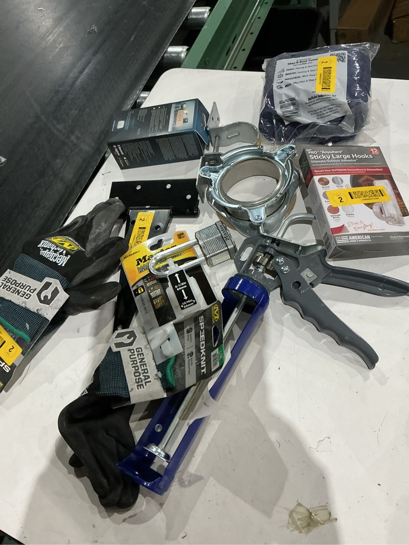 Condition photo showing As Is for k assorted home improvement lot (small tools, screw, home accessories, etc.)