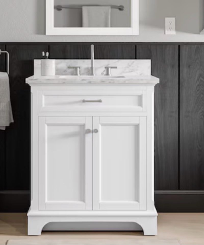 allen + roth roveland 30-in white undermount single sink bathroom vanity with natural