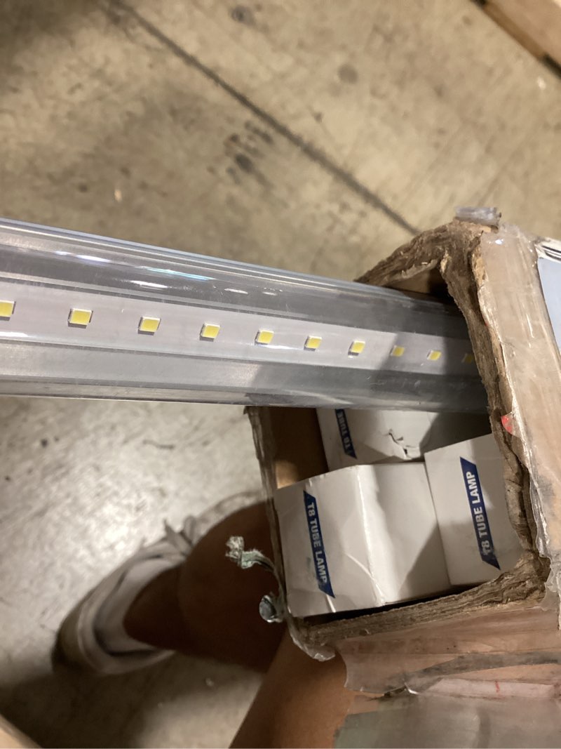 Condition photo showing Good Condition for jomitop r17d 8 foot v shaped led tube ho light bulbs rotatable 2 pin base 4pack dual-ended power,65w,150w fluorescent lamp replacement shop lights, cold white 6000k, 7800lm,clear cover, ac 90-277v