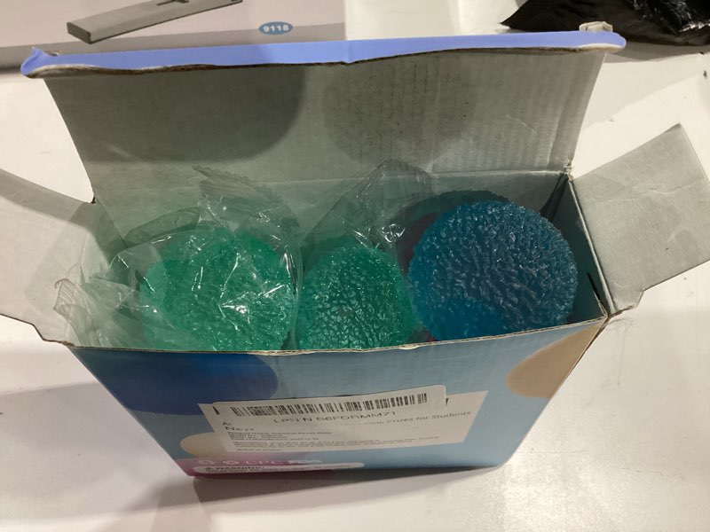 Condition photo showing Good Condition for textured mini stress balls: 9 pack high density solid squishy toys, 1.6" small sensory fidget for kids adults, quiet anxiety relief item for classroom, malt sugar filled, prizes for students
