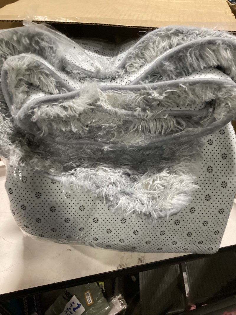 Condition photo showing Good Condition for large shag area rugs 8 x 10, tie-dyed plush fuzzy rugs for living room, ultra soft fluffy furry rug for bedroom, indoor carpet nursery rugs for kids room home decor, light grey