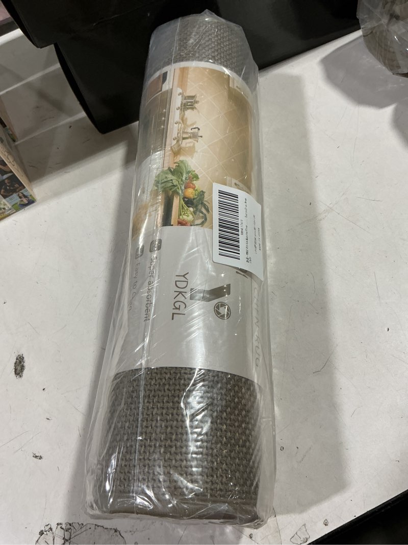 Condition photo showing New/Like New for Kitchen Runner Rugs Non Slip Washable, Linen-Like 0.3" Thick Cushioned Absorbent Kitchen Mats for Floor, Mild Anti-Fatigue Long Sink Floor Mat Laundry Standing Mat, Easy Clean, Brown 17"x59" 17"x59" B- Brown ( Pvc Backed)