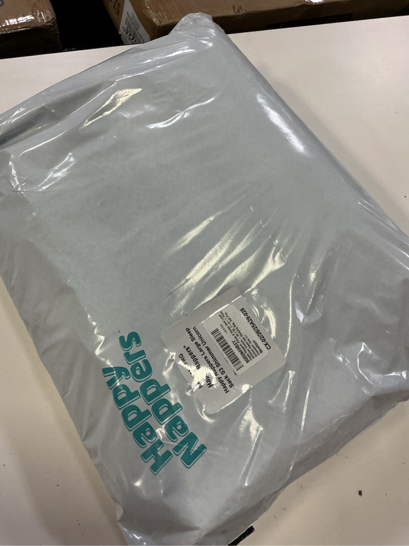 Condition photo showing New/Like New for happy nappers pillow & sleepy sack- comfy, cozy, compact, super soft, warm, all season, sleeping bag with pillow- large 66” x 30”, shimmer unicorn