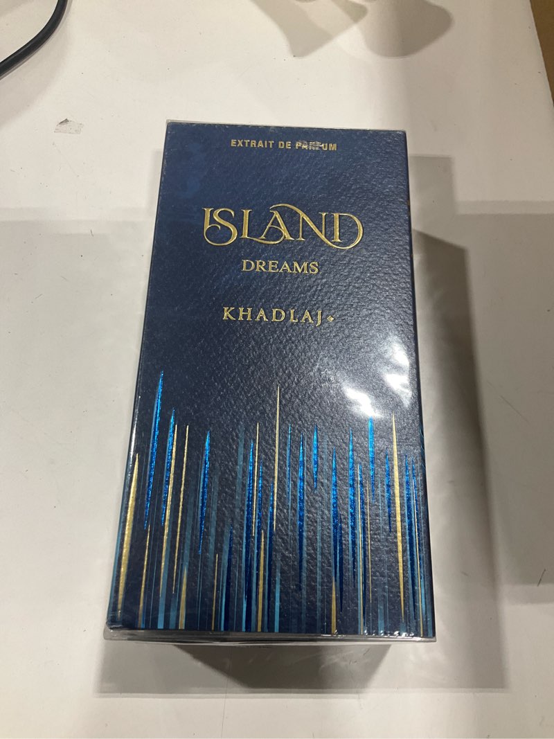 Condition photo showing New/Like New for Khadlaj Island Dreams – Fruity, Floral, Woody, Musky – Extrait de Parfum Long-Lasting Fragrance for Unisex, 3.4 Ounce