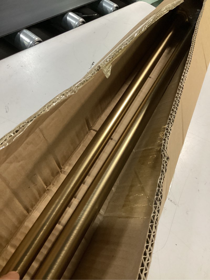 Condition photo showing As Is for Warm Gold Curtain Rods 36-72", Decorative Curtain Rod with Ball Finials, 1 Inch Diameter Heavy Duty Drapery Rod, Adjustable Window Treatment Curtain Rods, Telescoping Single Window Rod Warm Gold