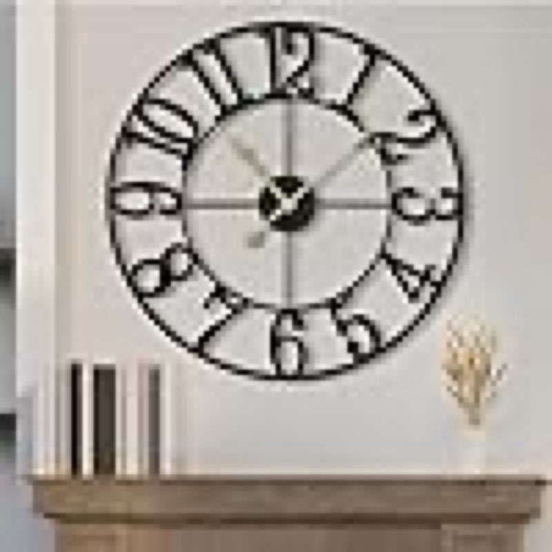 1st owned wall clock round large indoor wall clocks battery operated silent non ticking, farmhouse vintage decorative analog metal clock for living room, kitchen, bedroom decor