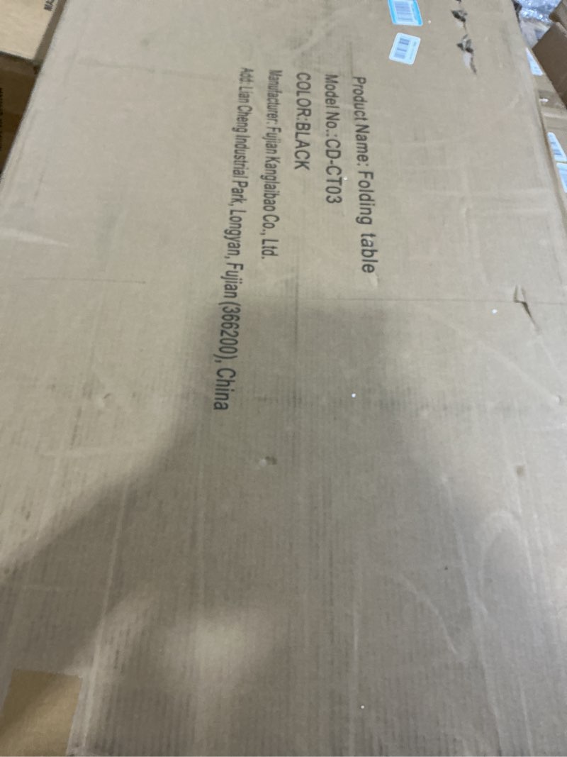 Condition photo showing Good Condition for Portable Plastic Folding Table 4ft/6ft/8ft Heavy Duty White Black Picnic Dining Table Fold-in-Half for Camp Party Kitchen Indoor Outdoor Black 8FT