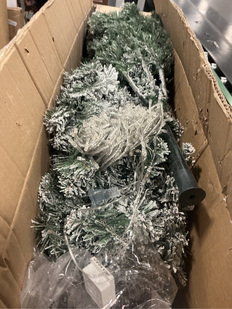 Condition photo showing Good Condition for Christmas Tree, 6Ft/1.8M Artificial Christmas Trees with Lights, Snow Flocked Xmas Tree with Foldable Stand Hinged for Home Indoor Decor