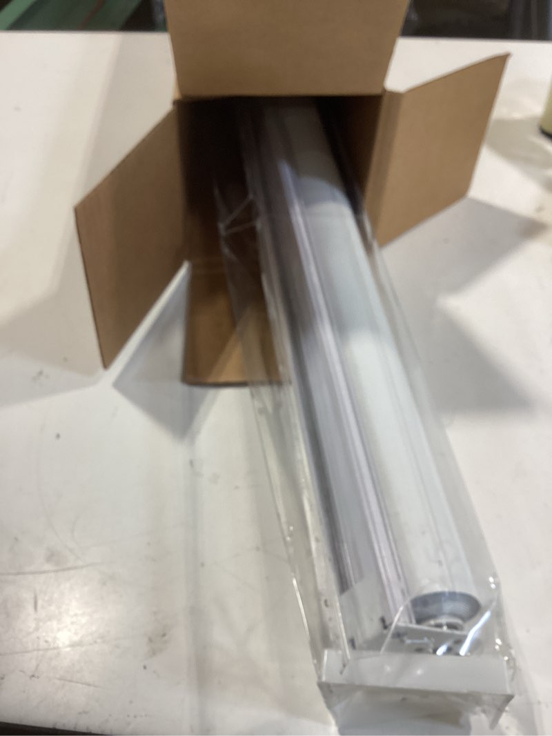 Condition photo showing As Is for chrisdowa cordless 100% blackout roller shade, with striped jacquard, thermal insulated, uv protection fabric, total blackout blinds for window, french doors, home and office. white, 29" w x 72" h 29"w x 72"h white