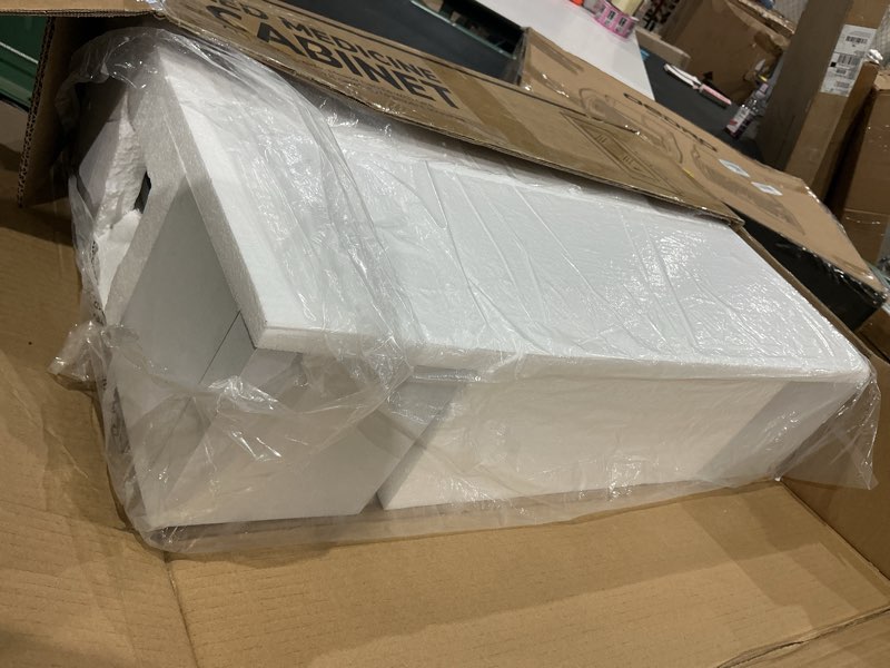 Condition photo showing Good Condition for tokeshimi 16x24 white led medicine cabinet mirror for bathroom tempered, 3-color stepless dimming recessed lighted medicine cabinet with mirrored defog, mirror with storage and outlets 24"l x 16"w white