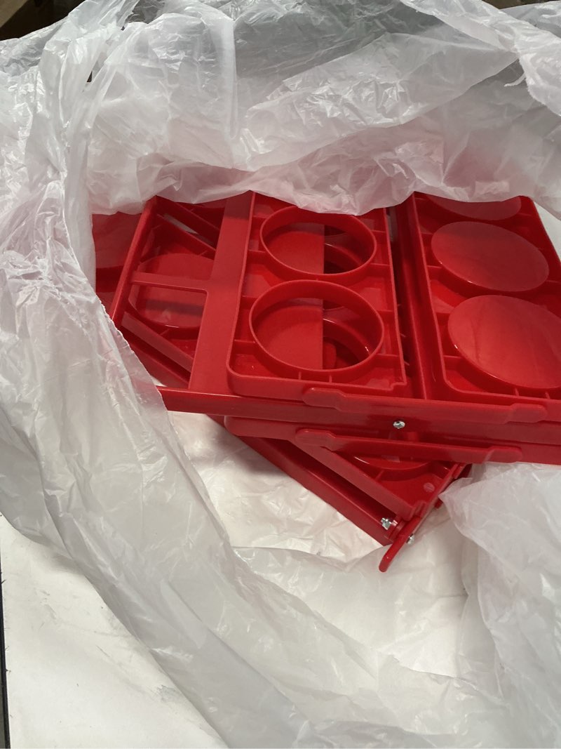 Condition photo showing As Is for Reusable Drink Carrier with Handle for Doordash, Eats, Grubhub, Portable Cup/Coffee Holder Accessories for Delivery, Foldable Drinks Caddy with Tray, Car Durable Plastic Festive Bottle, Vacation Red 6 cups