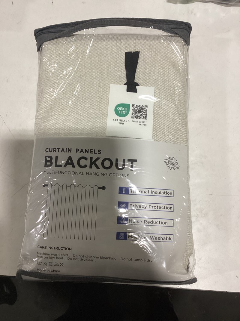 Condition photo showing New/Like New for 100% Blackout Shield Linen Blackout Curtains for Bedroom 72 Inches Long, Back Tab/Rod Pocket Living Room Drapes, Thermal Insulated Blackout Curtains 2 Panels Set, 50" W x 72" L,Cream Cream 50"W x 72"L (Pack of 2)