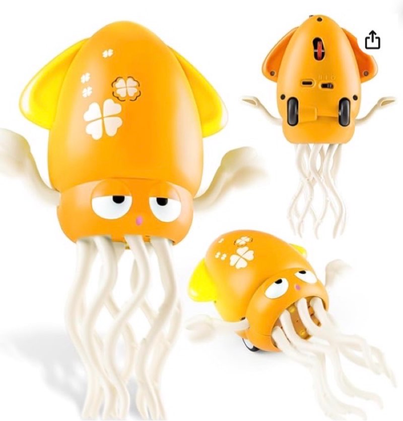 Electric Dancing Octopus Toy for Kids Squid Tummy Time Lights & Music, Interactive Crawling Baby Toy for Toddlers Boys Girls Ages 3-8, 4 5 6 7 Years Old Birthday Gift, Funny Indoor Pet Toys Cats Dogs