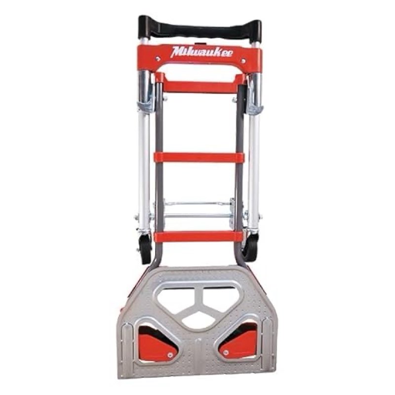 milwaukee hand trucks 73333 fold-up convertible hand truck, 4-piece frame, compact storage, 300 lb capacity, red