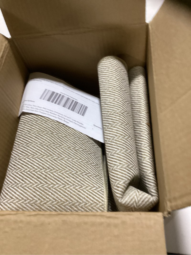 Condition photo showing As Is for Ultra Thin Door Mat Indoor Entrance 17"x29", Low-Profile Indoor Door Mat, Non Slip Entr Mat Rubber Backing Unique Herringbone Design Inside Doormat Dirt Trapper Entryway Mats, Beige 17"x29" Khaki
