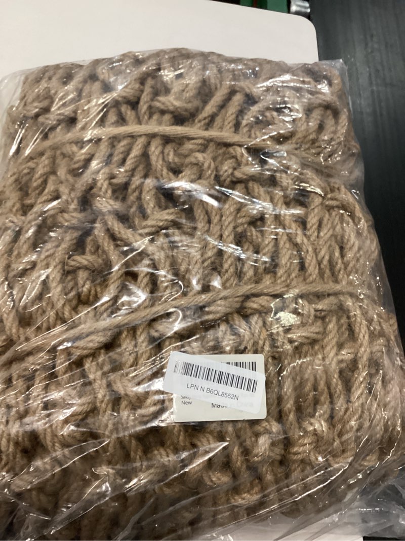 Condition photo showing Good Condition for safety hemp rope net kids climbing safety netting children balcony stairs fence railing garden playground protection heavy duty tree house indoor&outdoor decor rope net 10mm/10cm 3.3x23ft(1x7m)