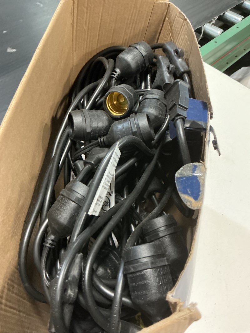 Condition photo showing As Is for harbor breeze 48-ft plug-in black indoor/outdoor string light with 24 white -light led edison bulbs