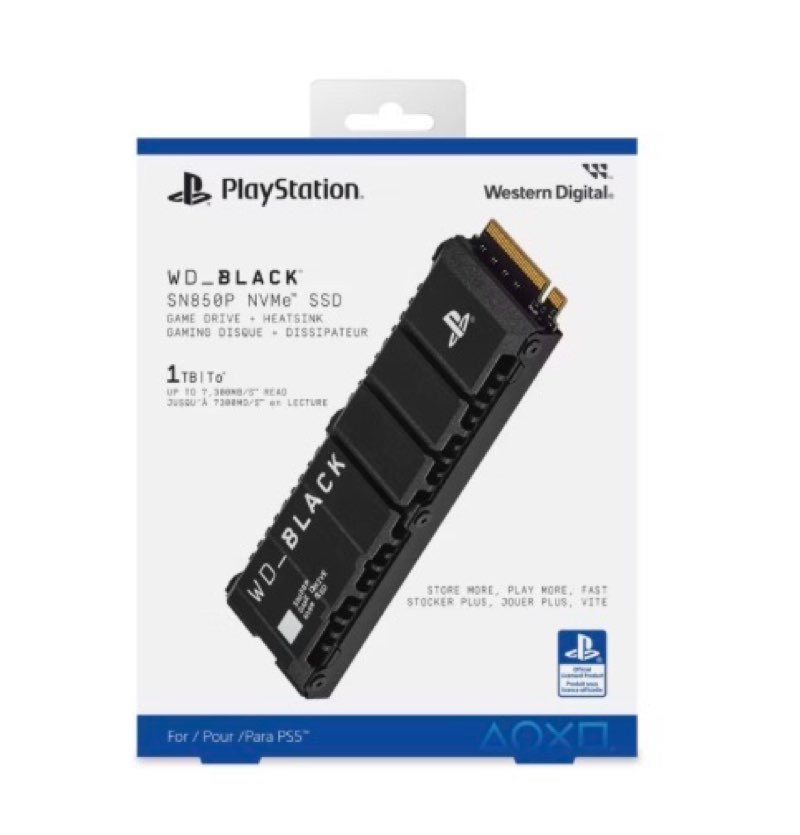 WD_BLACK 1TB SN850 NVMe SSD for PS5 Consoles Solid State Drive with Heatsink - Gen4 PCIe, M.2 2280, Up to 7,000 MB/s - WDBBKW0010BBK-WRSN