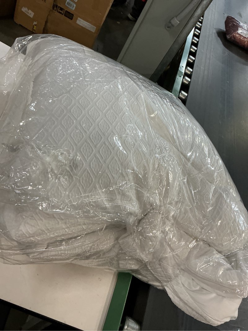 Condition photo showing Good Condition for Laura Ashley - Queen Comforter Set, Embossed Diamond Textured Bonus Bed Set, Includes Comforter, Shams, Bed Sheets and Decorative Pillow, Dorm Essentials (Margaret White, Queen) Queen Margaret White