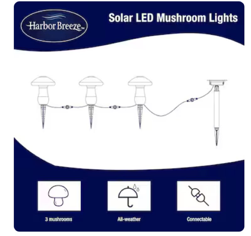 Harbor Breeze Solar Mushroom Lights 4.8 -Lumens Multi-color Solar LED Outdoor Path