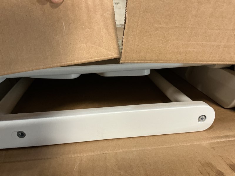 Condition photo showing As Is for Foldable Toddler Tower 95% Preassembled Kitchen Stool Helper Folding Step Stool for Kids Montessori Toddler Standing Tower with 3 Adjustable Height Helper Tower for Kitchen Counter Sink White