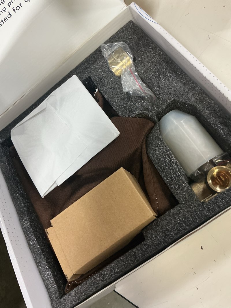 Condition photo showing Good Condition for bwe wall mount bathtub faucet brushed gold single handle modern bathtub faucet with rough in valve high flow filler waterfall tub spout faucet with single handle brushed gold