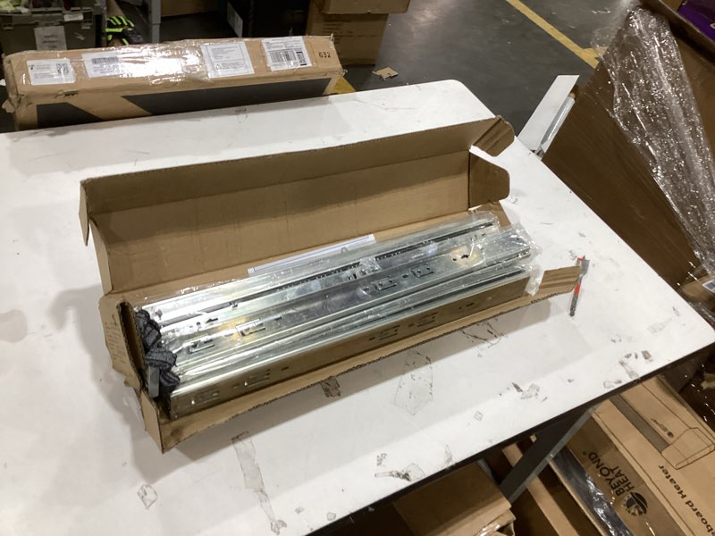 Condition photo showing As Is for Soft Close Full Extension Ball Bearing Drawer Slides - 22 Inch, 6 Pairs, 3-Section, 100 LB Capacity
