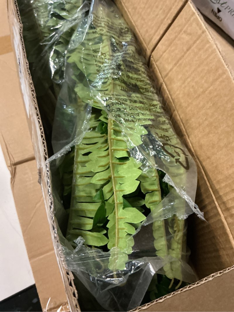 Condition photo showing Good Condition for forest prince 45" fake ferns, realistic large artificial bush plants, 2 artificial boston ferns with 59 fronds for outdoors planter indoor home garden porch decor
