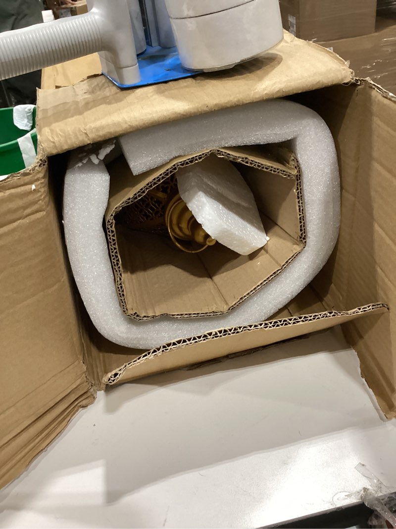 Condition photo showing As Is for JHY DESIGN Set of 2 Outdoor Candle Lanterns 22"&17" H Decorative Vintage Metal Candle Holders for Garden Porch Indoor Outdoor Parties Weddings Patio Home Decor(Gold) 22"&17"H Gold