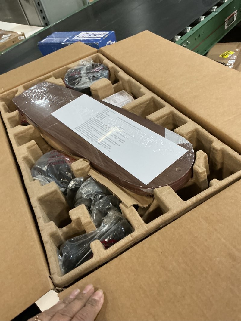 Condition photo showing As Is for harbor breeze coastal creek 52-in bronze with toffee/cocoa blades led indoor ceiling fan with light (5-blade)