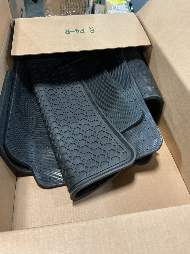 Condition photo showing As Is for floor mat for mazda cx-5 2017 2018 2019 2020 2021 2022 2023 2024 2025 heavy duty rubber front+rear car liner carpet all weather custom fit waterproof odorless (black 4pcs)