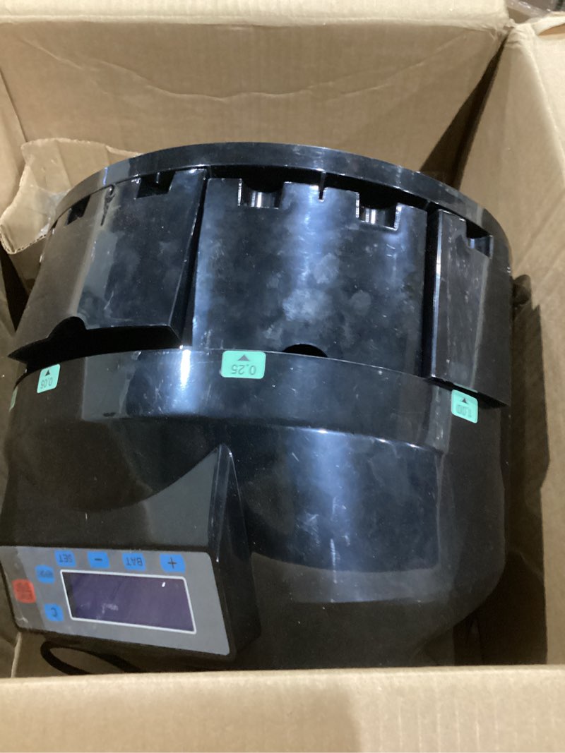 Condition photo showing Good Condition for VEVOR USD Coin Counter & Coin Sorters with LCD Display, Coin Sorter Machine for USD Coin 1? 5? 10? 25? $1, Sorts up to 300 Coins/min, Change Counter Holds 2000 Coins Included 5 Coin Bins & 5 Tubes 1550